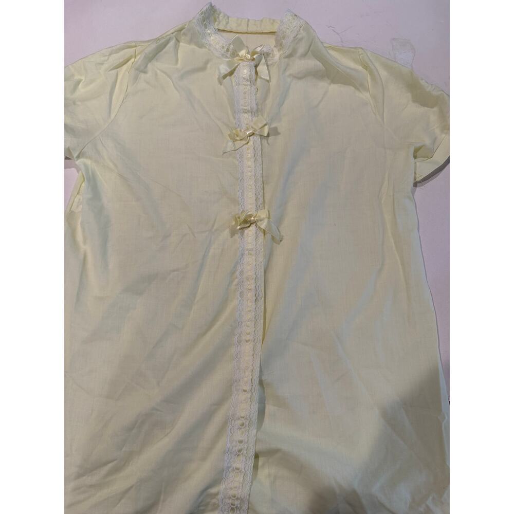 Vintage Texsheen Pajamas 32 Yellow Satin Bow Cottagecore